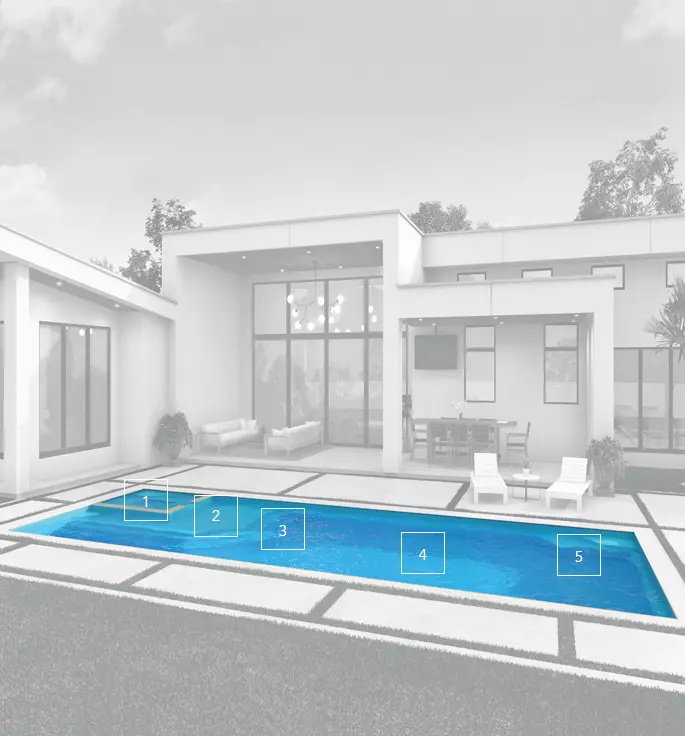 The Luxe fiberglass pool's range of features