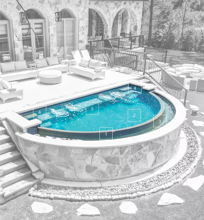 The Cosmopolitan fiberglass pool's range of features